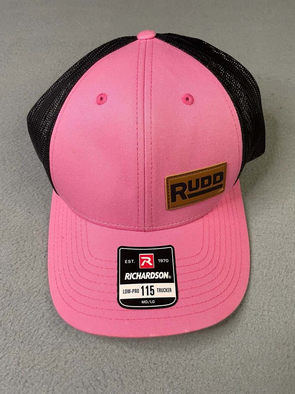 RUDD Richardson 115 Low-Pro Trucker Hat Pink and Black with Leather Patch